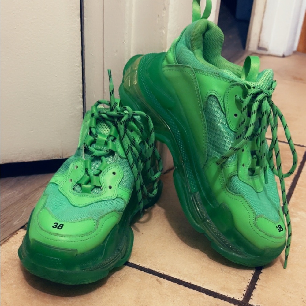 Green Balenciaga Sneakers, Size 5.